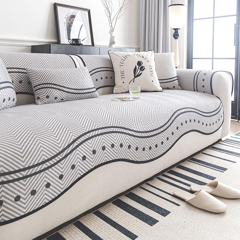 Sofa Cushion Advanced Special-Shaped Sofa Seat Cushion  Summer New Straight-Line One-Piece Combination Sofa Cover