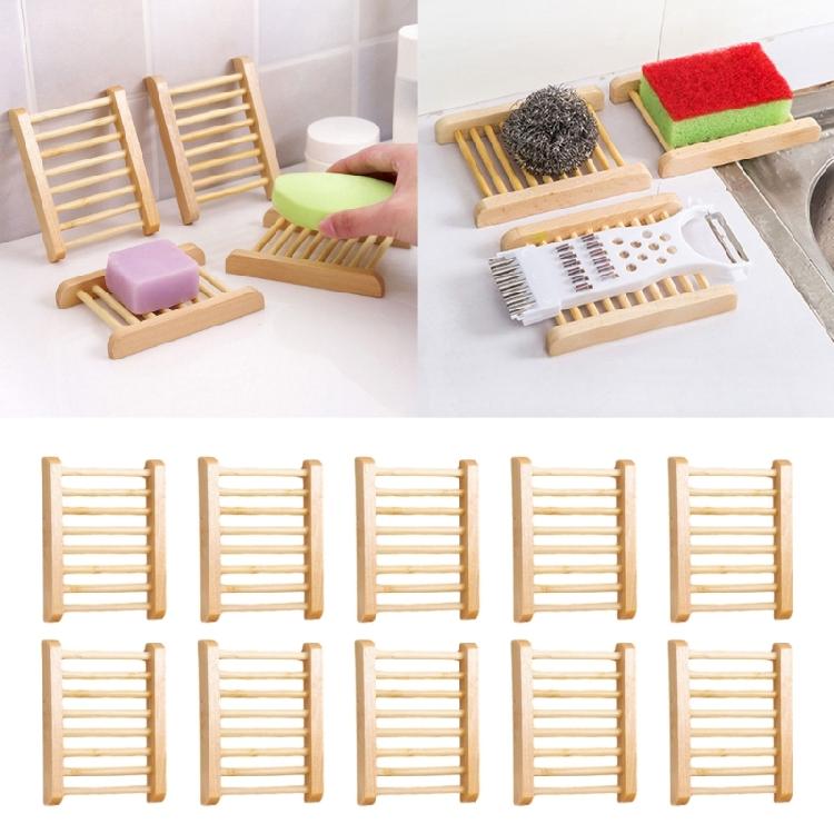 10Pcs Natural Wood Soap Dishes Portable Soap Tray Storage Holder for Bath Shower