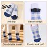 Durable Cotton Socks for Dogs 4Pcs Plaid Dog Socks Anti-Slip Pet Paw Covers with Adjustable Pattern Straps Breathable Ribbed Protectors Indoor