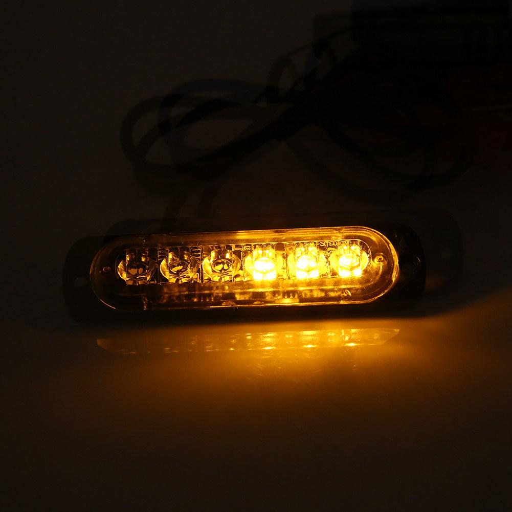 2pcs 12V 6 LED Car Truck Emergency Warning Strobe Light Hazard Flashing Lamp Amber  White