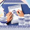 Blue & White Washi Tape Set; Pretty Chinoiserie Designs; 12 Rolls! Decorative Tape; Journaling, Scrapbooking