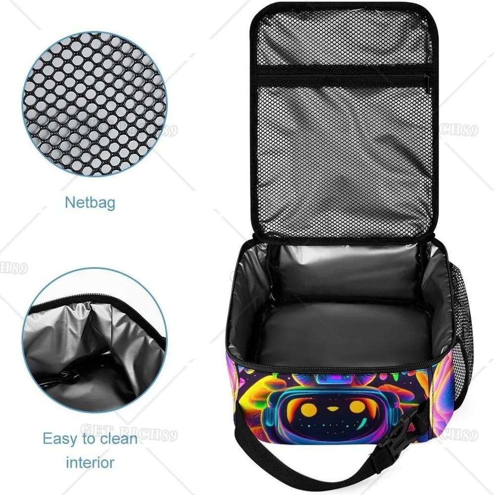 Trippy Astronaut Art Gourmet Lunch Box for Women Men Adults Work Picnic Hiking Beach - Waterproof Insulated Interior Handbag