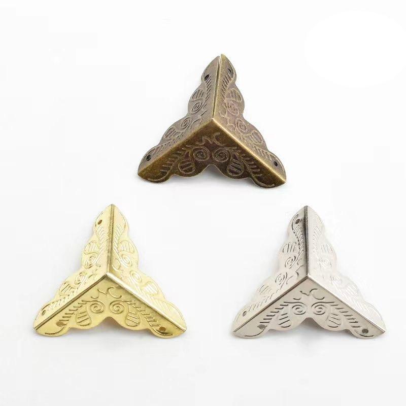 Tegg Box Corner Protector 20PCS Antique Brass Triangle Rattan Carved Wood Case Edge Guard
