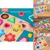 Wooden Block Puzzle With Farm Animal And Geometric Patterns For Infant Development