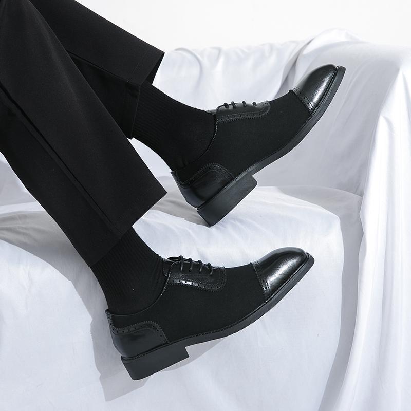 Daily Oxford Shoes Men PU Spliced Lace Up Low Heel Comfortable and Breathable Classic Business Formal Shoes Large 38-46