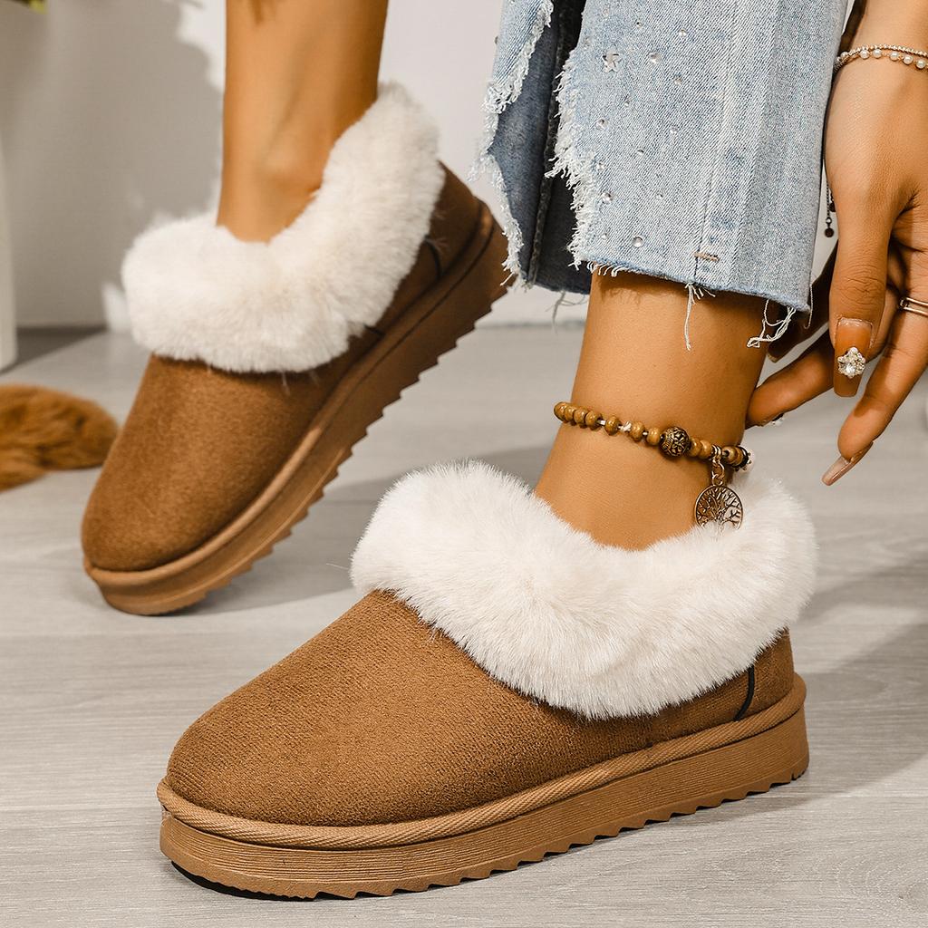 Fashion New Fluffy Women's Slippers Winter with Thick Sole for Indoor Anti-Slip Warmth At Home with Fur Lining for Couples Snow Boots