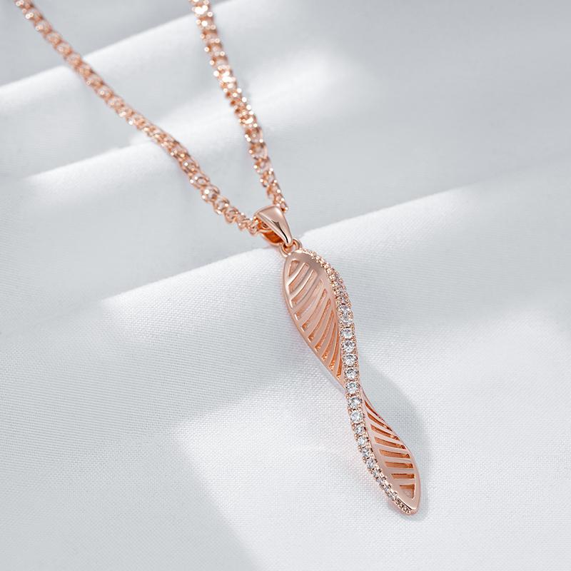 Kienl   Rose Gold Color Long Pendant Necklace For Women Crystal Flower Natural Zircon Accessories Daily Vintage Jewelry