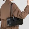 Bowling Bag for Women Genuine Leather Shoulder Bag Underarm Tote Handbag Large Capacity Versatile 30x16x9cm