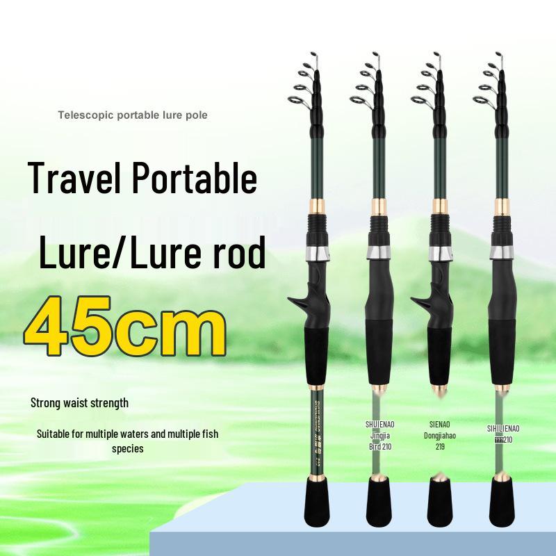 Ultra-Compact Carbon Telescopic Fishing Rod - Portable Mini Lure Rod with Gun and Straight Handle for Long Casting
