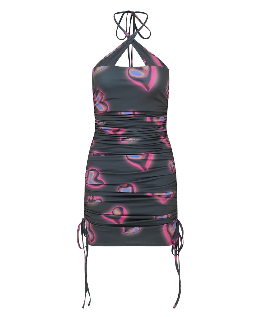 Kwajipyuliti Liquidy Heart Shirring Dress