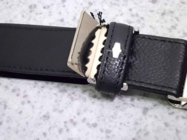 35711 Holeless Calfskin Fully Regular Fits Waist up to Black [Dachshund] Belt, Leather, Stitched, Size, 95cm,