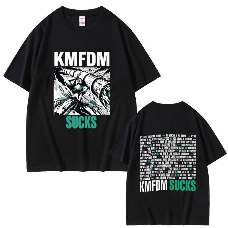 Hot Rock Band Kmfdm Sucks Graphic Tshirt Unisex Women Retro Gothic Punk Streetwear Male Fashion Casual Oversized Crewneck T Shirts