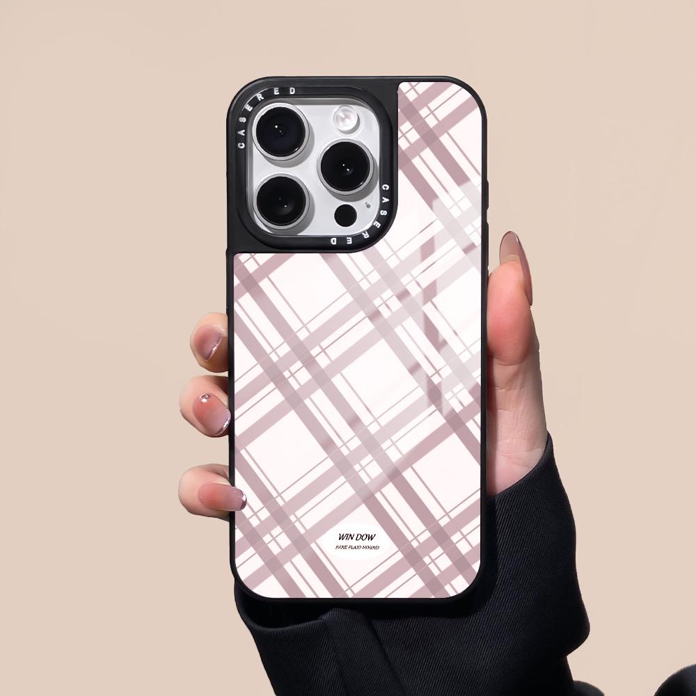 Applicable to iphone16Pro mobile phone case Korean ins style pattern Apple 15/14 glass case Apple 13Pro