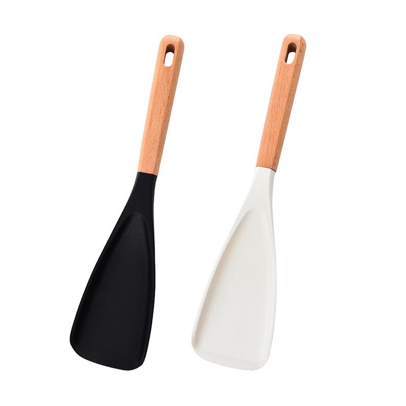 1/2Pcs Silicone Spatula Cooking Spoon With Wooden Handles Multi-Function Spoons Nonstick Spatulas For Baking Cooking And Mixing