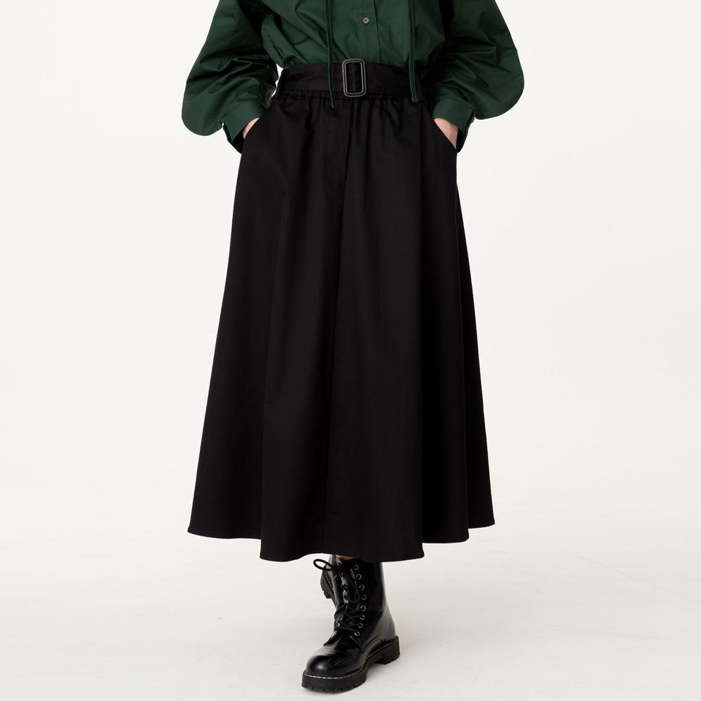 Bunderghost String Flare Long Skirt Black