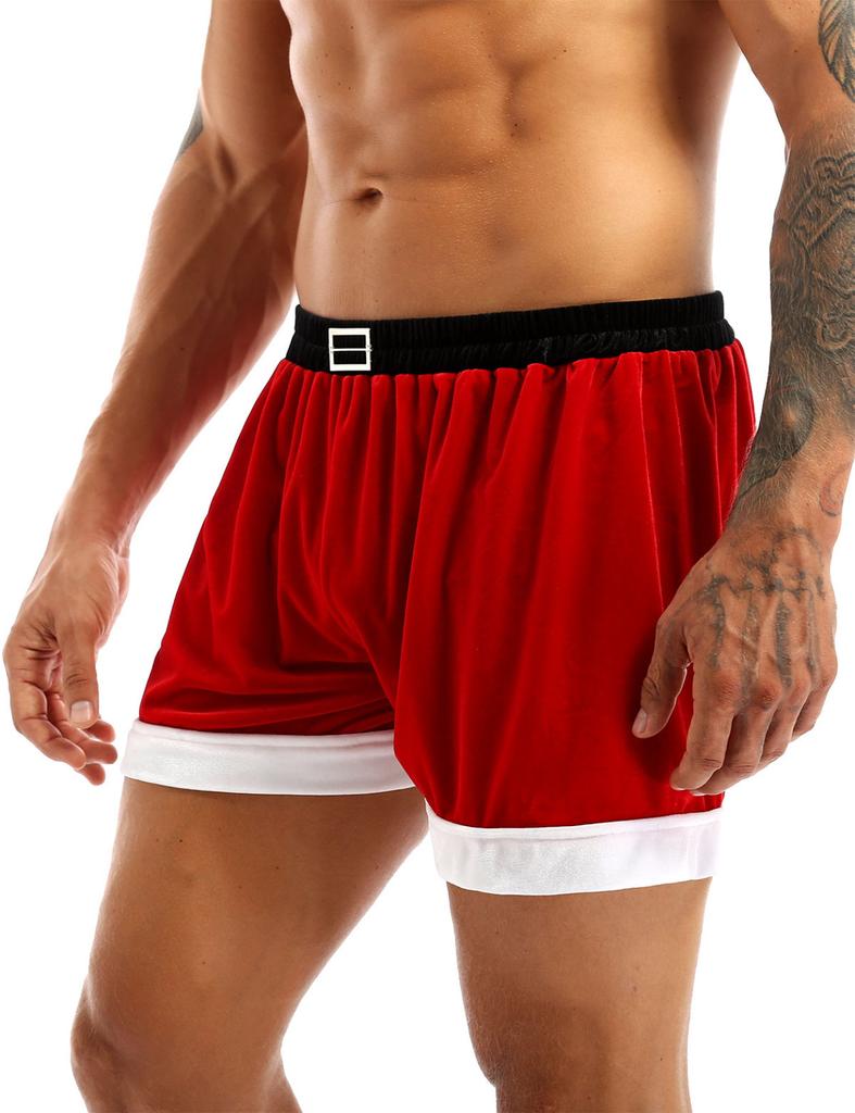 Herren Velours Weihnachts-Weihnachtsmann-Kostüm Feiertags-Cosplay-Slips Boxershorts