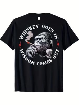 Funny Whiskey Goes In Wisdom Comes Out Unisexs T Shirt Unisex Cotton Tee Summer Spring Novelty Top Humor Streetwear Oversized Top