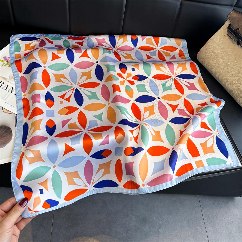 Damen S Geometrisch Bedruckter Seidenähnlicher Quadratischer Schal Für Den Sommer