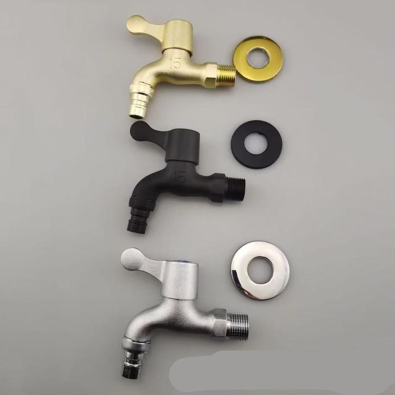 TLXT Modern Wall-Mounted Black Washing Machine Faucet