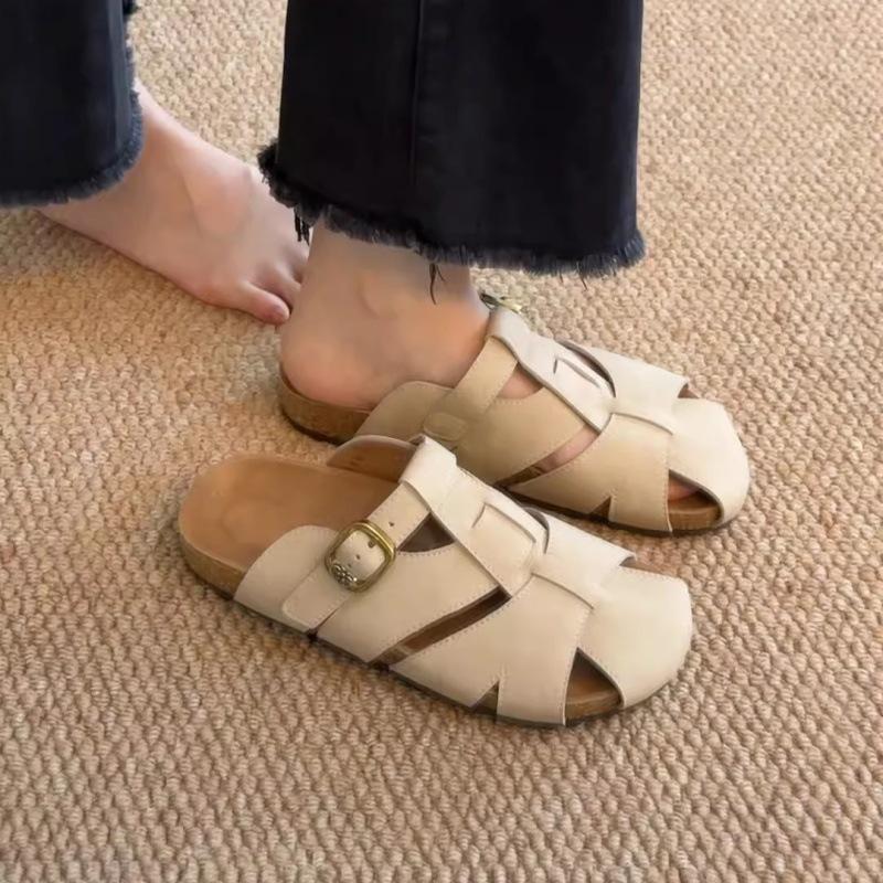 

Версия из мягкой кожи~ Полые ретро туфли-бокен на одной педали из мягкой кожи для женщин, универсальные, супермягкие, с круглым носком и полуносочной сумкой. 40 хаки