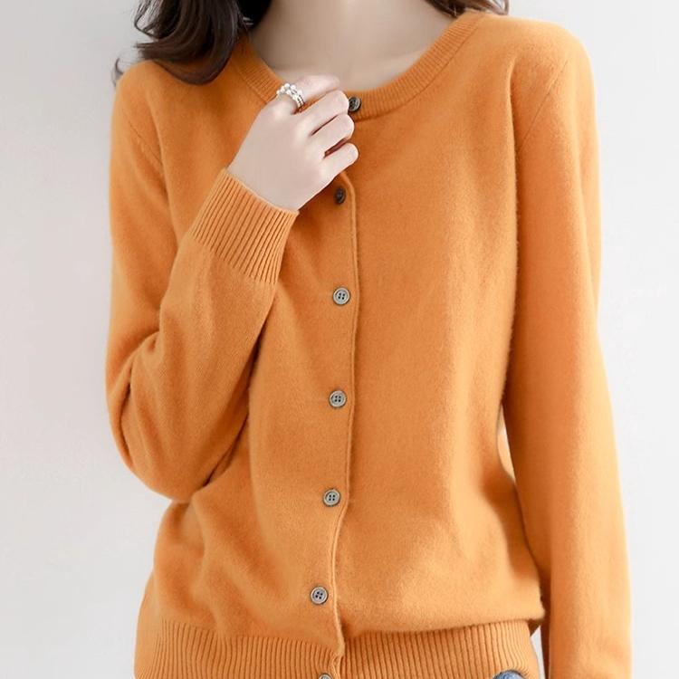 Pulover de primăvară cu gât rotund, larg, moale, subțire, jachetă cardigan tricotată, toamnă, versiune coreeană, mânecă lungă, pulovere uni, topuri, îmbrăcăminte exterioară