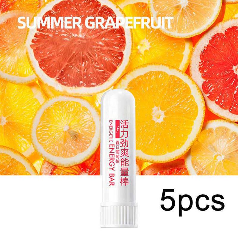 5Pcs Mints/Grapefruit Energy Stick Nasal Aspiration Mint Nose Breathing Stick Aromatherapy Nasal Inhaler Energy Vapors Stick