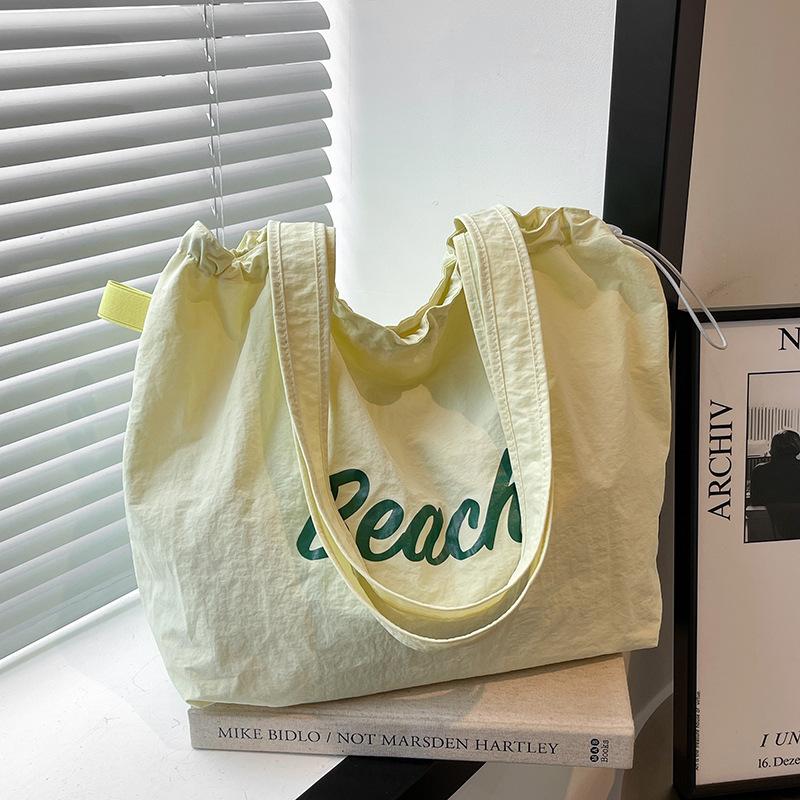 New Drawstring Canvas Bag Tote Bag Commuter Tote Bag Shoulder Bag Large Capacity Shopping Bag Bento Bag