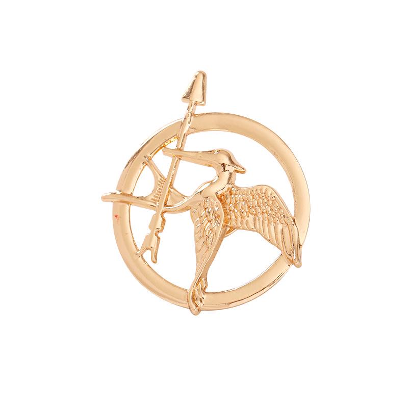 2024 Mockingbird Retro Metal Brooch - European & American Style, Versatile Round Alloy Jewelry.