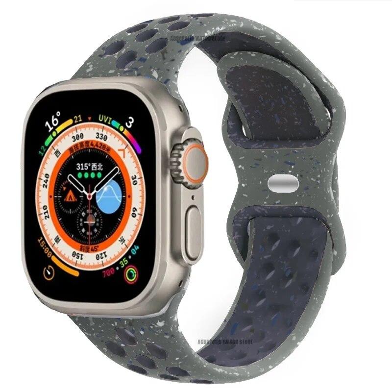 

Спортивный резиновый ремешок для Apple Watch Band Ultra 2 49 мм 45 мм 44 мм 42 мм 38 мм 41 мм 40 мм ремешок с цветными частицами для IWatch 9 8 7 6 5 SE 4 3 2 38MM-40MM-41MM разноцветный