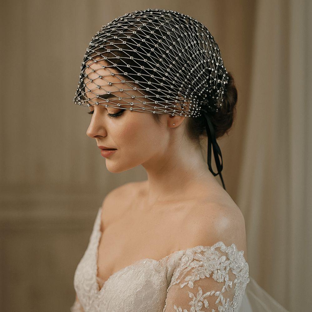 Elastic Fishing Net Headcover Hollow Out Beanies Elegant Accessory Bridal Headwear  Nightclub