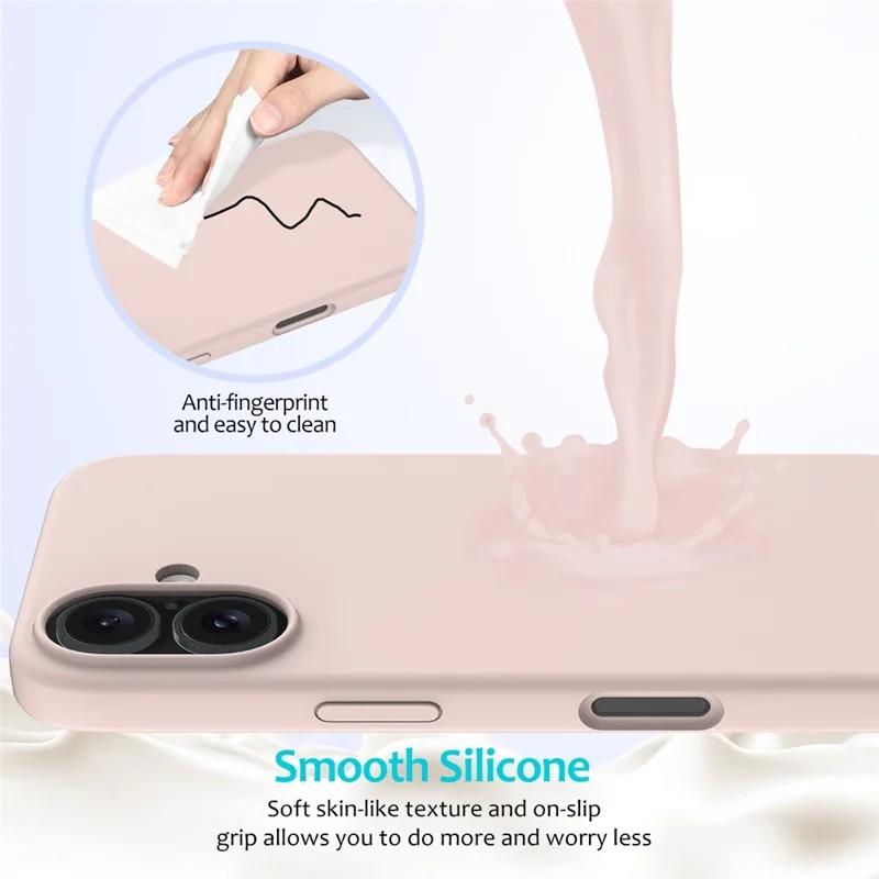 For iPhone 16 Phone Case WANLONFENG GJ Series Liquid Silicone TPU Cover Large Cutouts with 2Pcs Screen Film