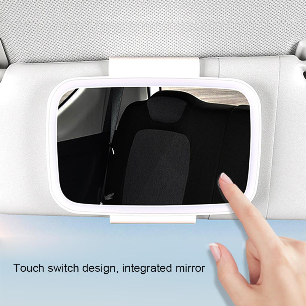Car Mirror Sun Visor Universal Lighted Makeup Touchscreen Vanity Mirrors Clip-on Travel Accessories Cosmetics Black