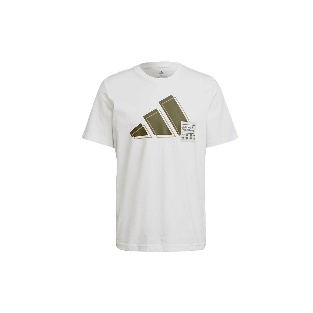 adidas 3bar Logo Tee Logo Printing Sports Short Sleeve White Men s GV5159 S
