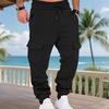 Men Winter Sweatpants Thickened Cargo Pants Warm Casual Baggy Trousers Drawstring Waist Jogger Pants for Work Street Daily Wear