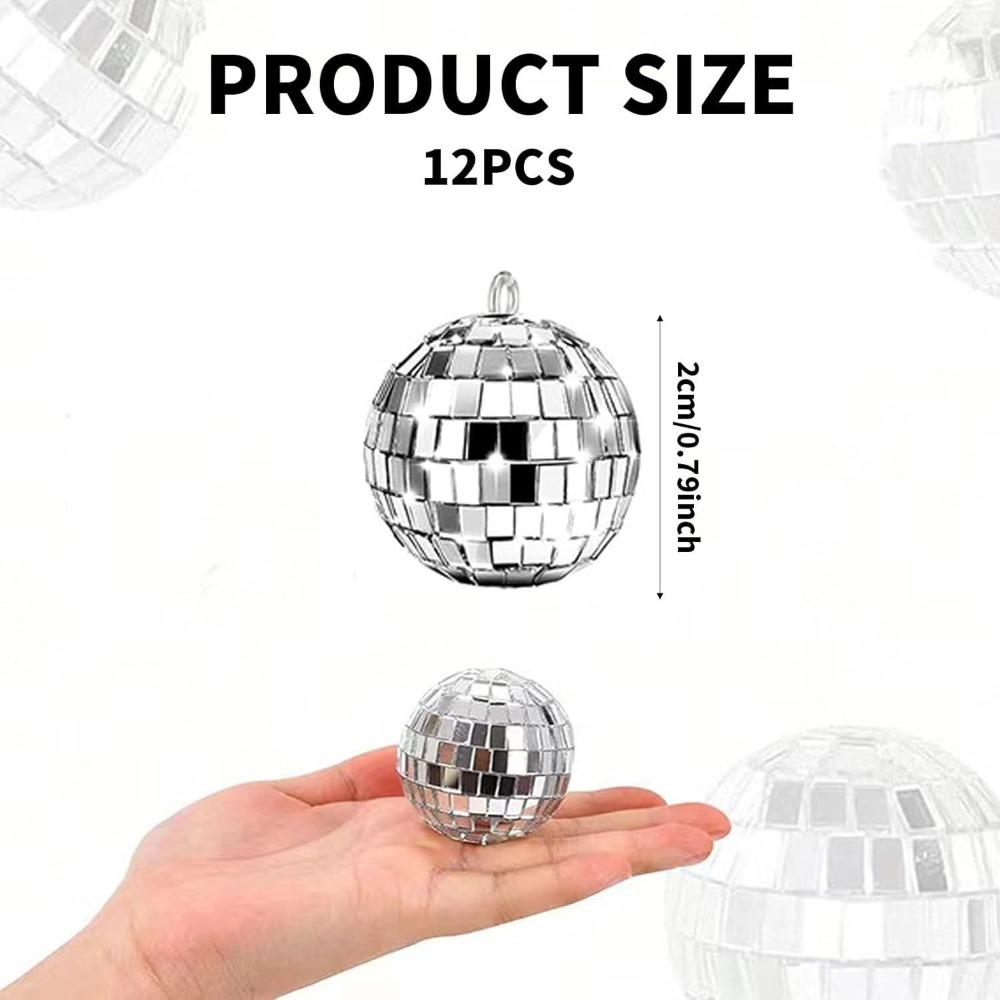 

Pack of 12 disco decorative balls, silver 2cm, mini disco mirror balls (without rope) YQ 12 pack