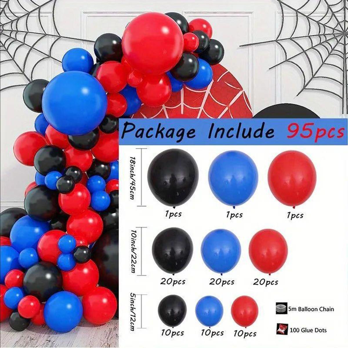 

95Pcs/Set Red Black Blue Latex Balloon Chain Kids Boys Gifts Birthday Party Decorations Other
