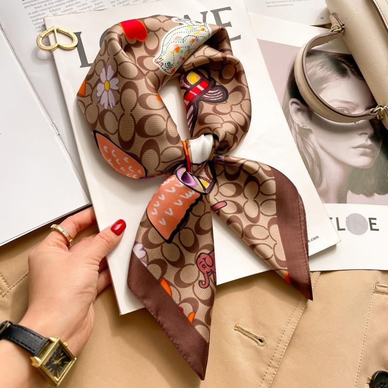 Zhang Ruonan silk scarf women's spring and summer new fashion retro accessories scarf neck high-end small square scarf