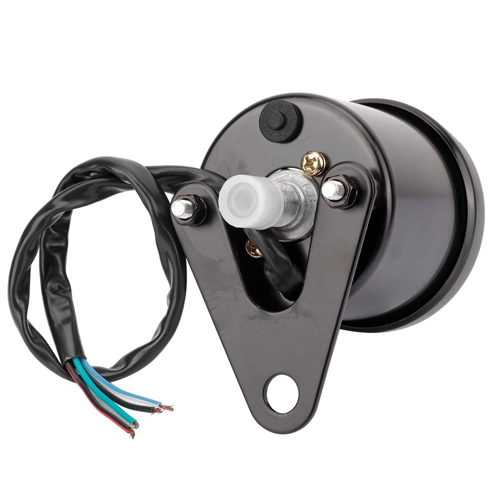 Akozon Drehzahlmesser Motorrad LCD Meter Drehzahlmesser Anzeige Kilometerzähler Geschwindigkeitsmesser 0-199km/h (Schwarz)