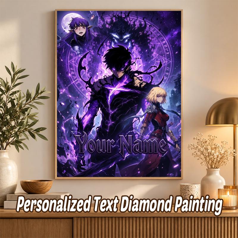 Solo Leveling Custom Name Text 5D Diamond Painting Kit DIY Full Drill Diamond Art Decoration