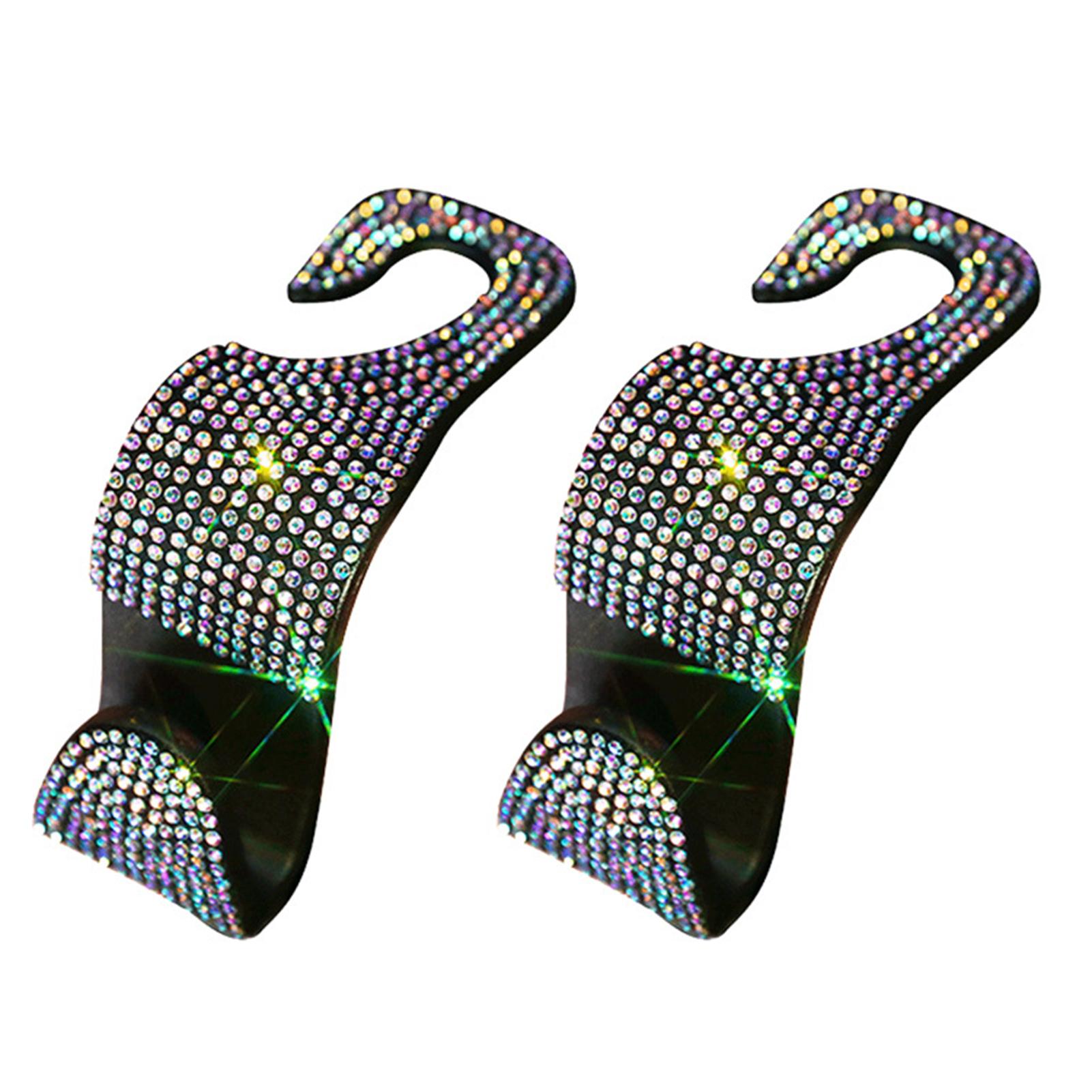 

2шт блестящий хрустальный камень скрытые крючки для спинки автомобильного сиденья, вешалка для транспортных средств разноцветный