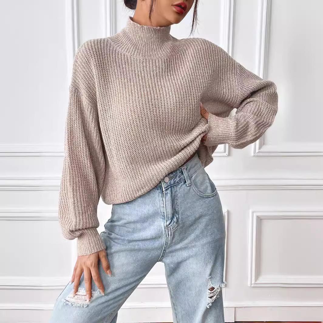 

Женский осенне-зимний полувысокий воротничок, разноцветный свитер с цветочным принтом XL абрикосовый