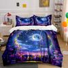 Dreamy Starscape And Flowers. Print Bedding Set 1 Duvet Cover 2 Pillowcases For Adult And Children Luxury Gift Full Size
