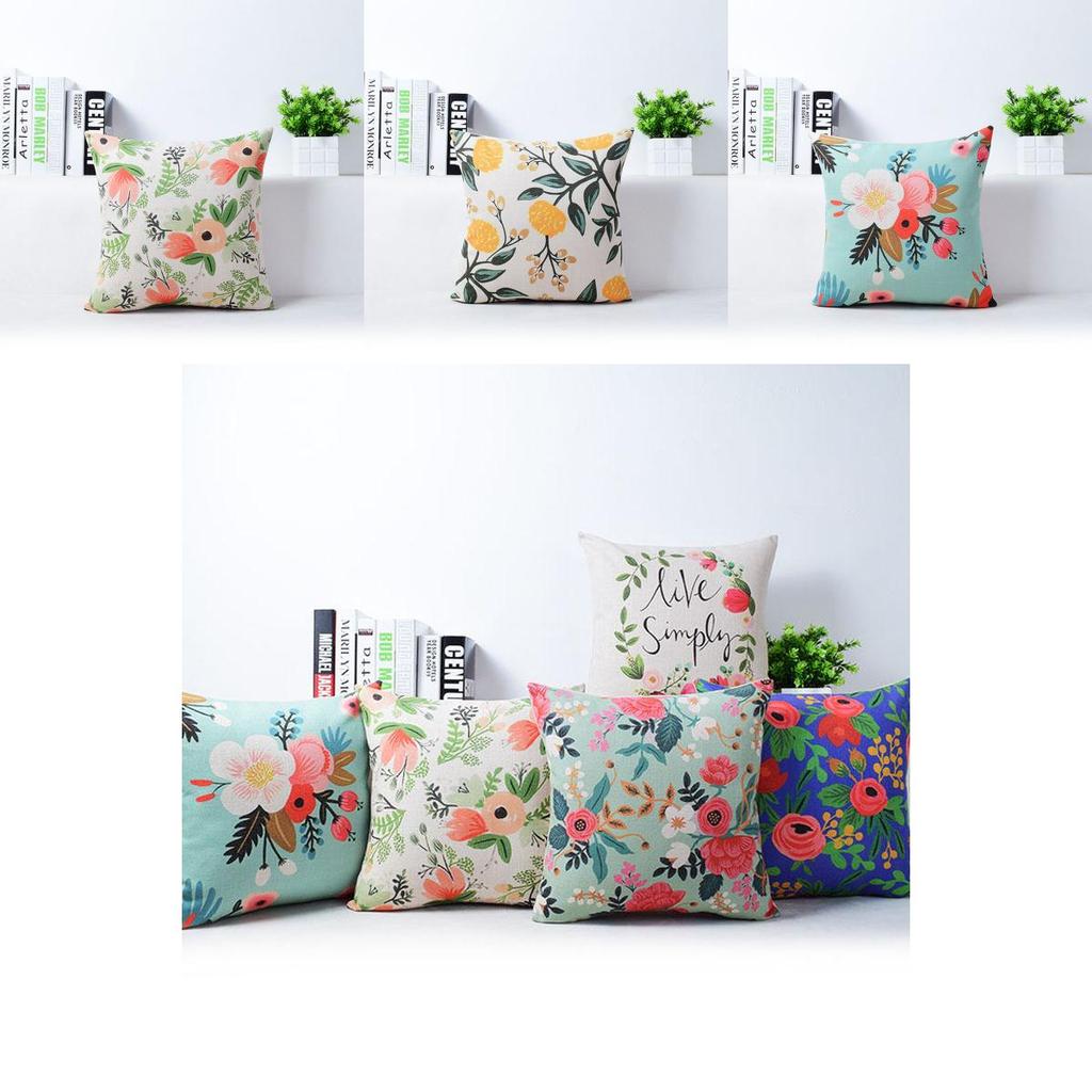 Exquisite Vivid Flower Floral Plants Linen Pillow Case For Decorative Cushion 18