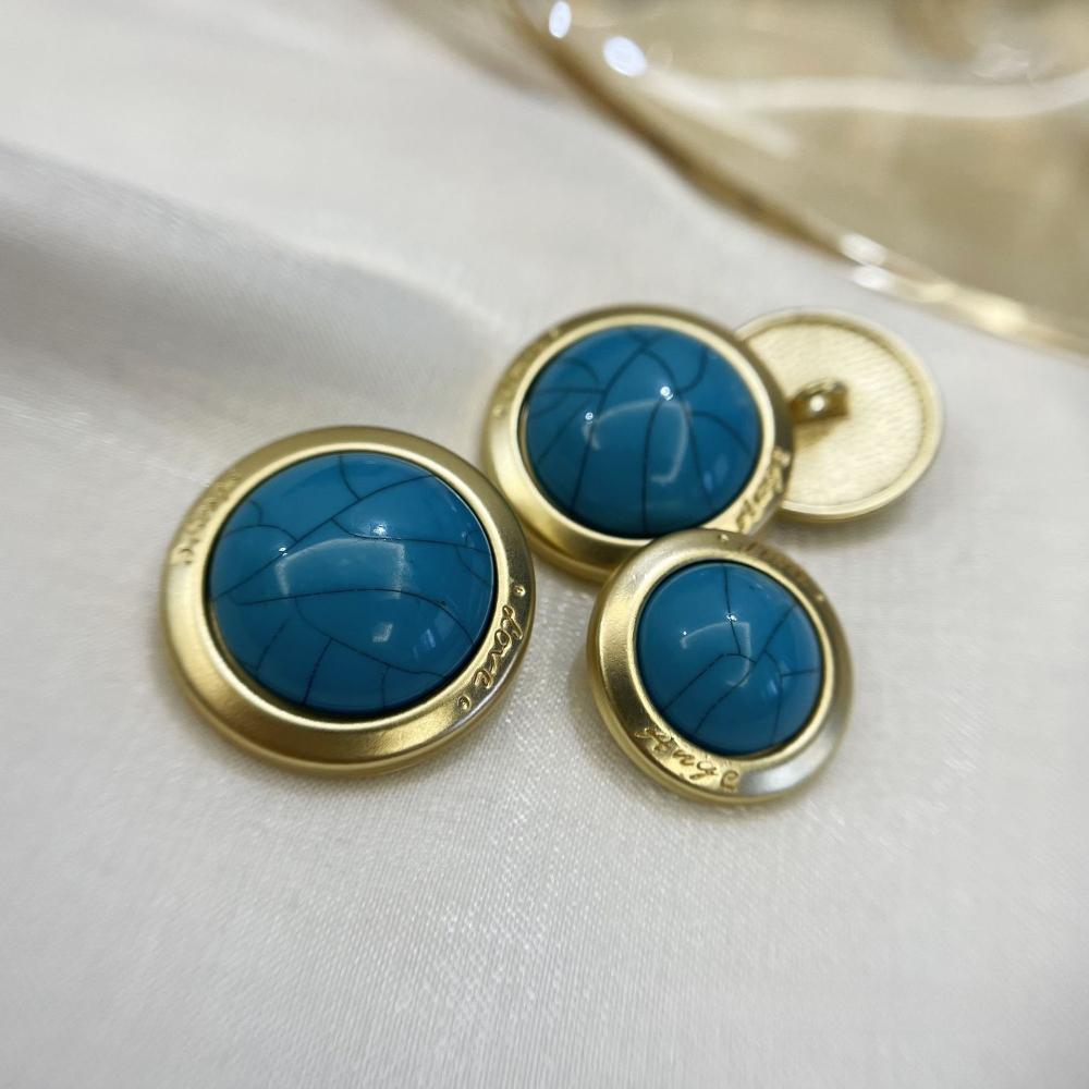 10pcs Baroque Style Buttons 18mm/25mm Retro Blue Round Metal Buttons Woman's Clothing Accessories