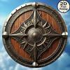Wikinger Schild Metall Wandkunst, Flammenblatt Muster Heimdekoration