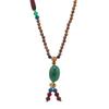 Retro Versatile Men's and Women's Sweater Chain Long High-end Wooden Pendant Buddha Bead Necklace Pendant Cotton and Linen Accessories