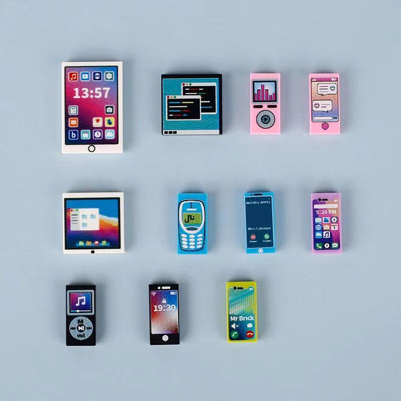 Accesorii Imprimate Oras Blocuri de Constructie Controller Calculator Monitor Tastatura Tablou de Bord Telefon Mobil Radio Mini Caramizi Jucarii pentru Copii