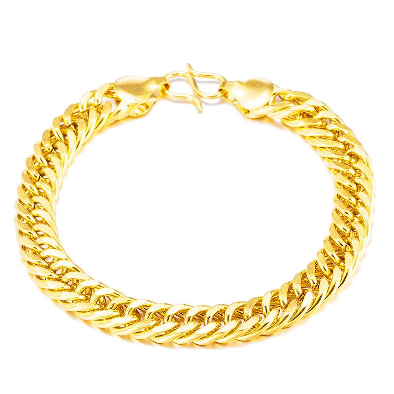 

Покрытый медью 24К настоящим золотом 8 мм браслет с двойной пряжкой под золото, долговечный, не выцветающий, ювелирные изделия из расплавленного золота золотой