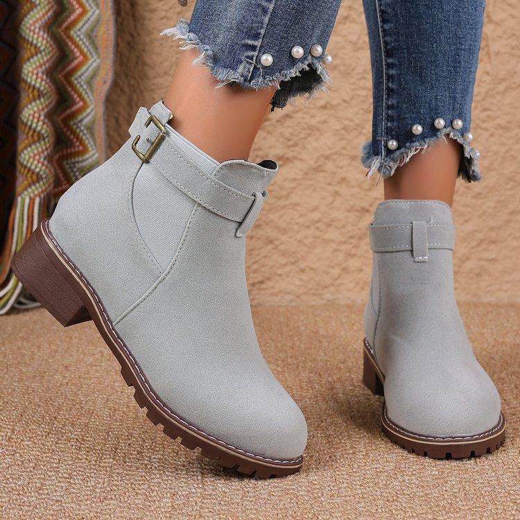 Fashion Women's Shoes High Quality Belt Buckle Women's Boots Fashion Plus Size Modern Boots Women Hot Sale Round Toe Naked Boots