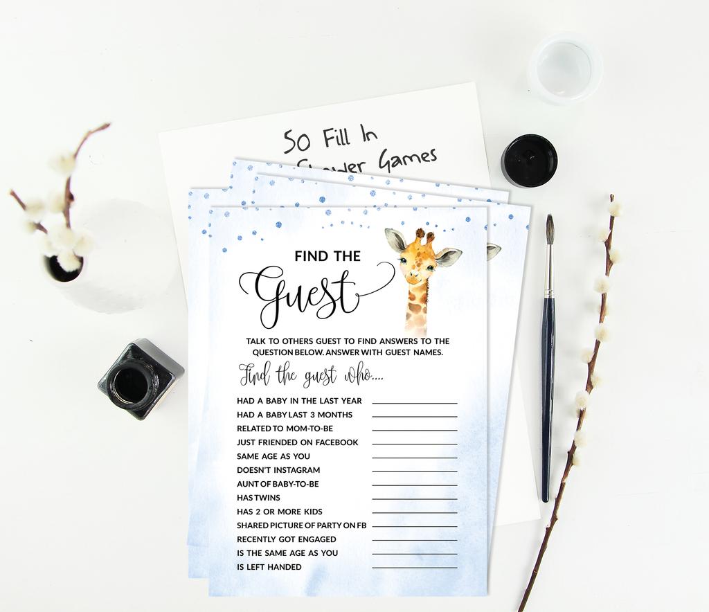 Inkdotpot Baby Shower Game Set Of 50 BabyA  AlphabetA  ABCA  Game Giraffe Jungle Animals Party